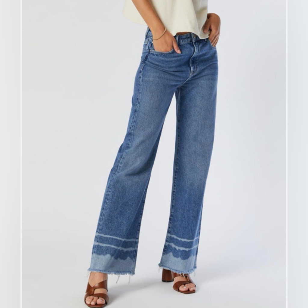 Mavi Jeans Aria High Rise Wide Leg Distressed Hem Womens Size 24